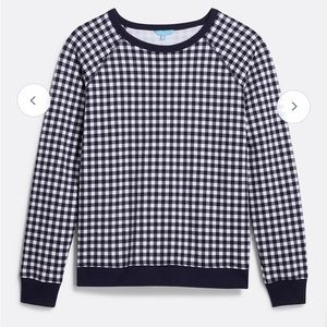Draper James Natalie Sweatshirt in Navy Gingham 2X